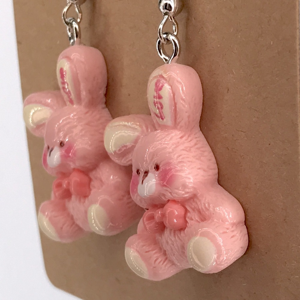 Pink Bunny Earrings Fashion Jewelry - Picture 3 of 4